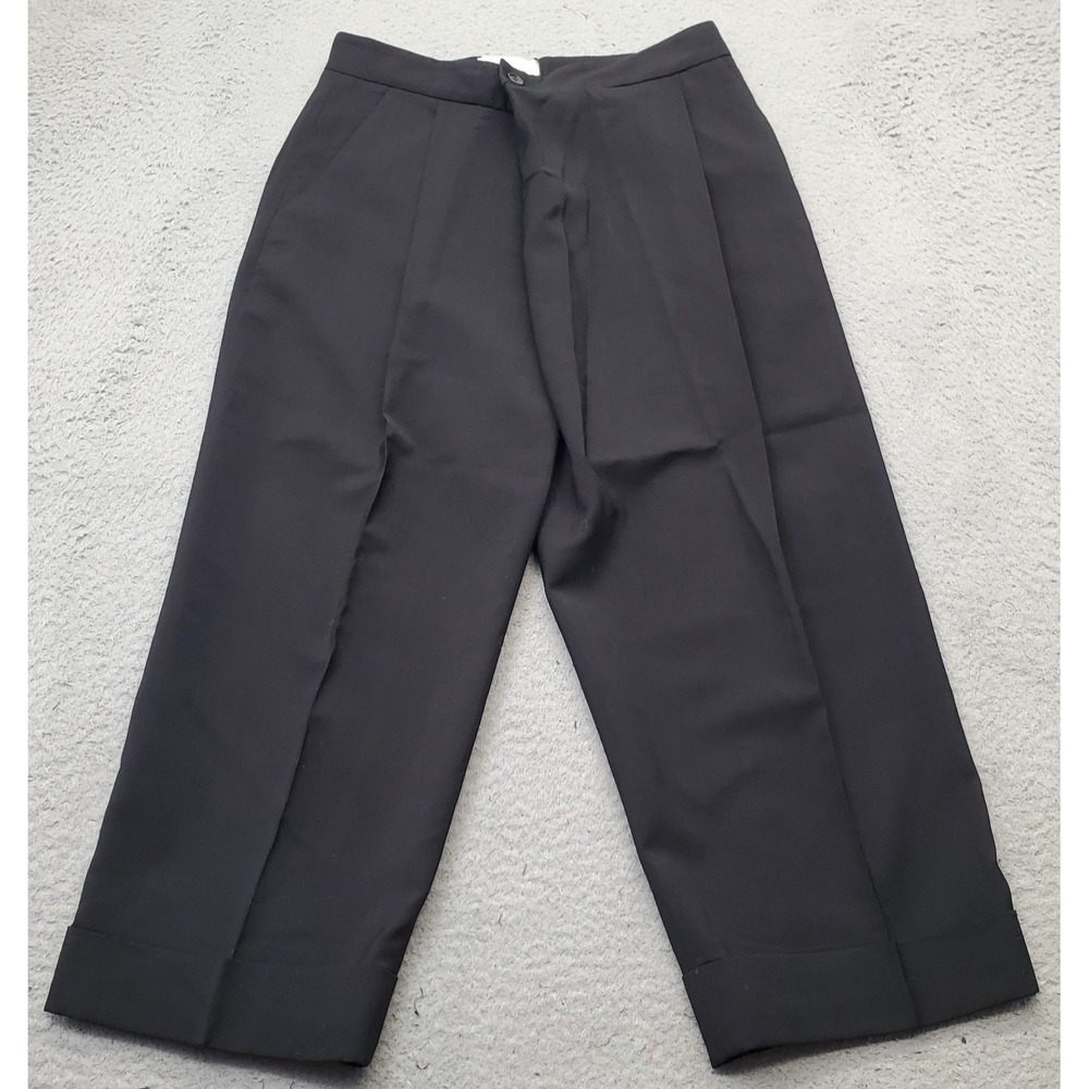 WE-AR4 Career Workwear Pants Women XS Black Pleated Cuffed Straight Leg USA Made